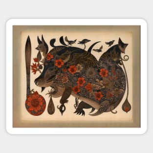 Vintage Boar Posters and Art Sticker